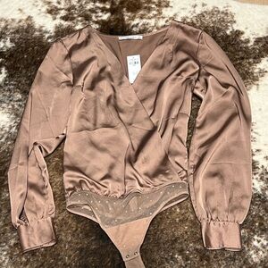 Abercrombie & Fitch Satin Brown Bodysuit